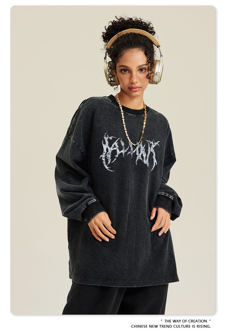 Water Washed Print Long Sleeve T-Shirt WN7883