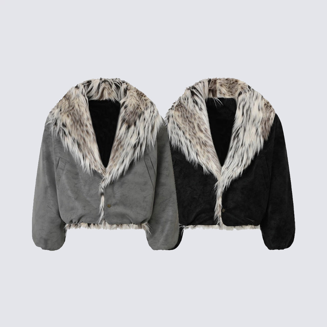 Fake Fur Collar V-Neck Short Puffer Jacket WN27869