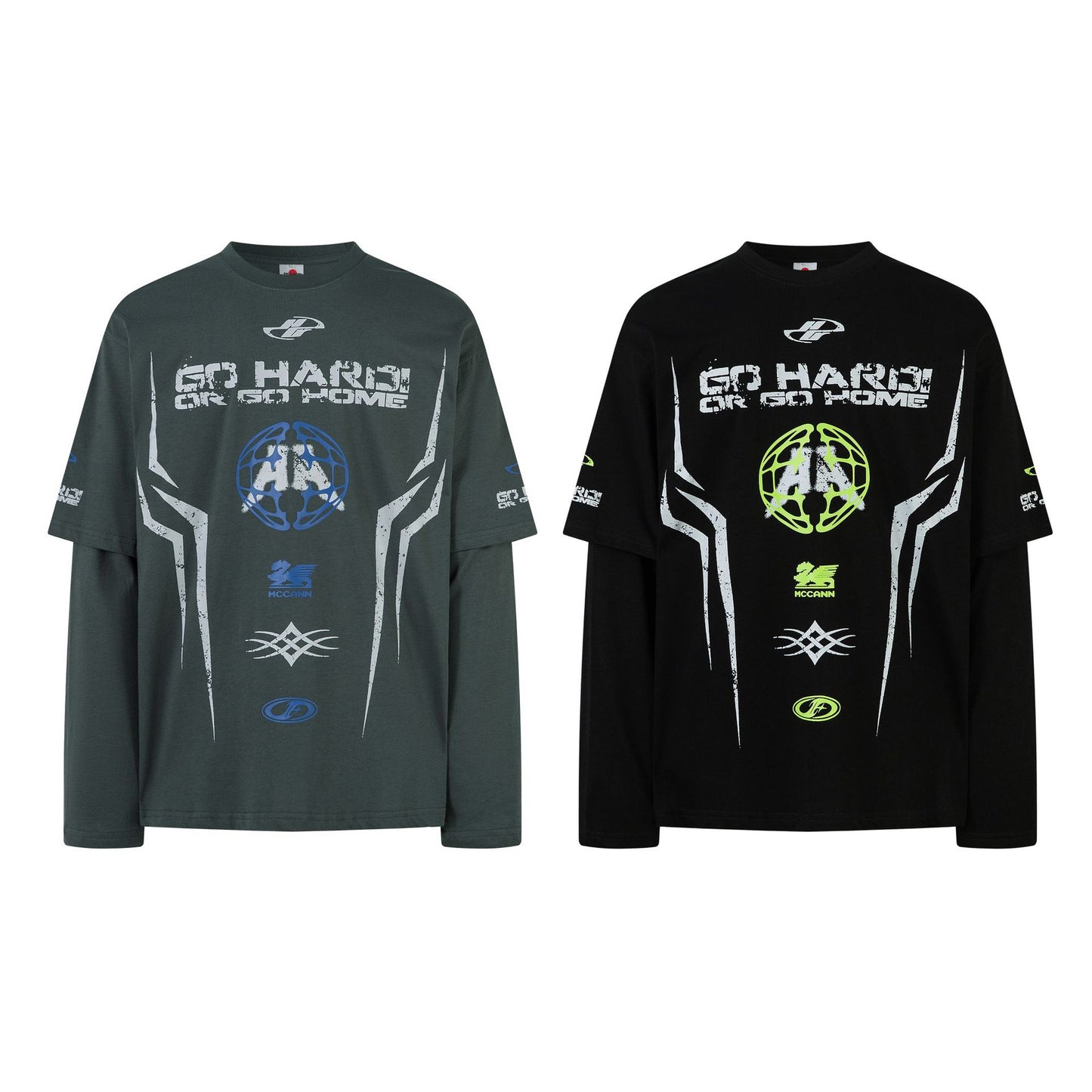 Washed Fake Layered Long Sleeve T-Shirt WN21919