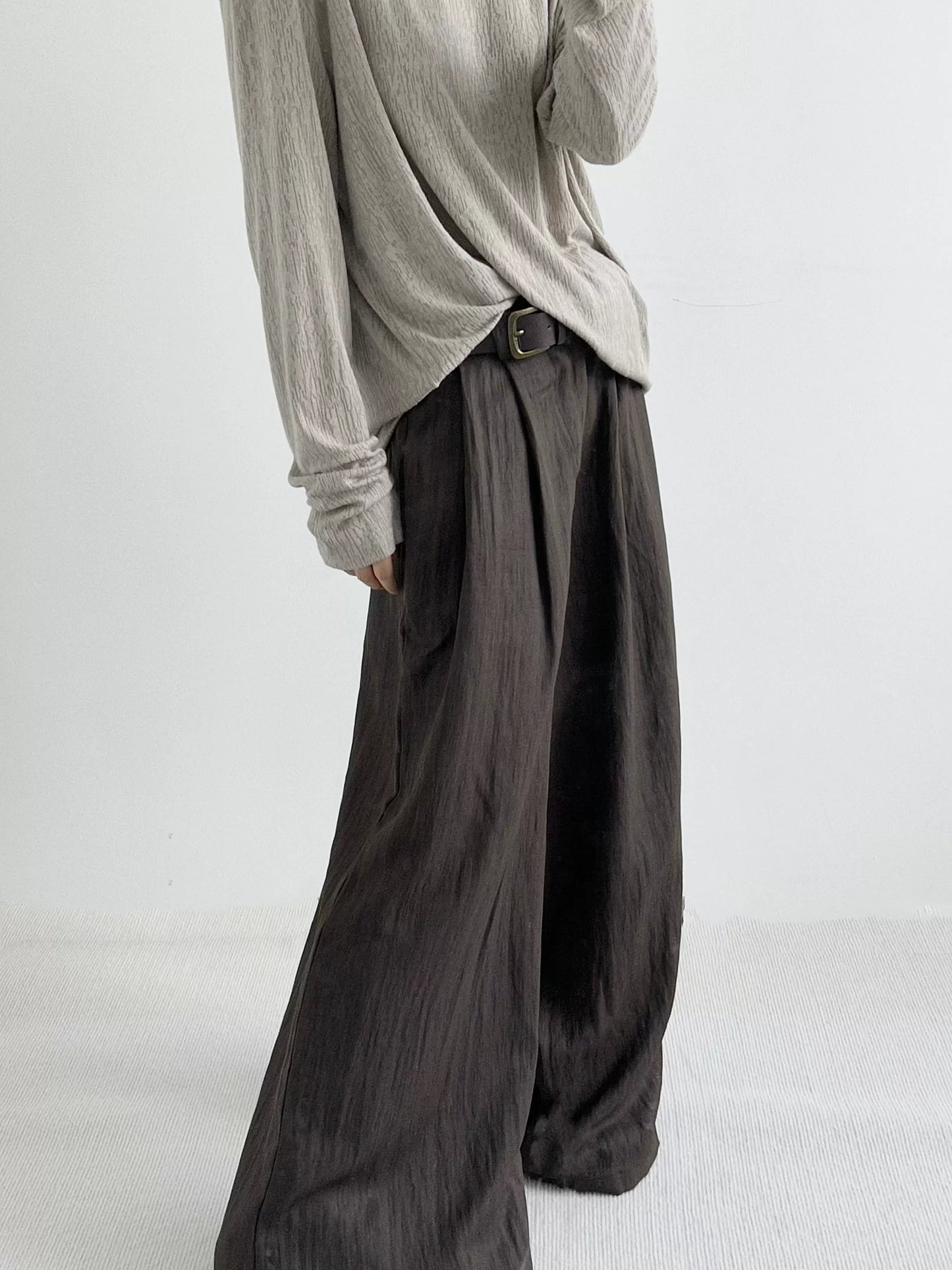 Pleats Relaxed Fit Flowy Wide Leg Pants WN19649