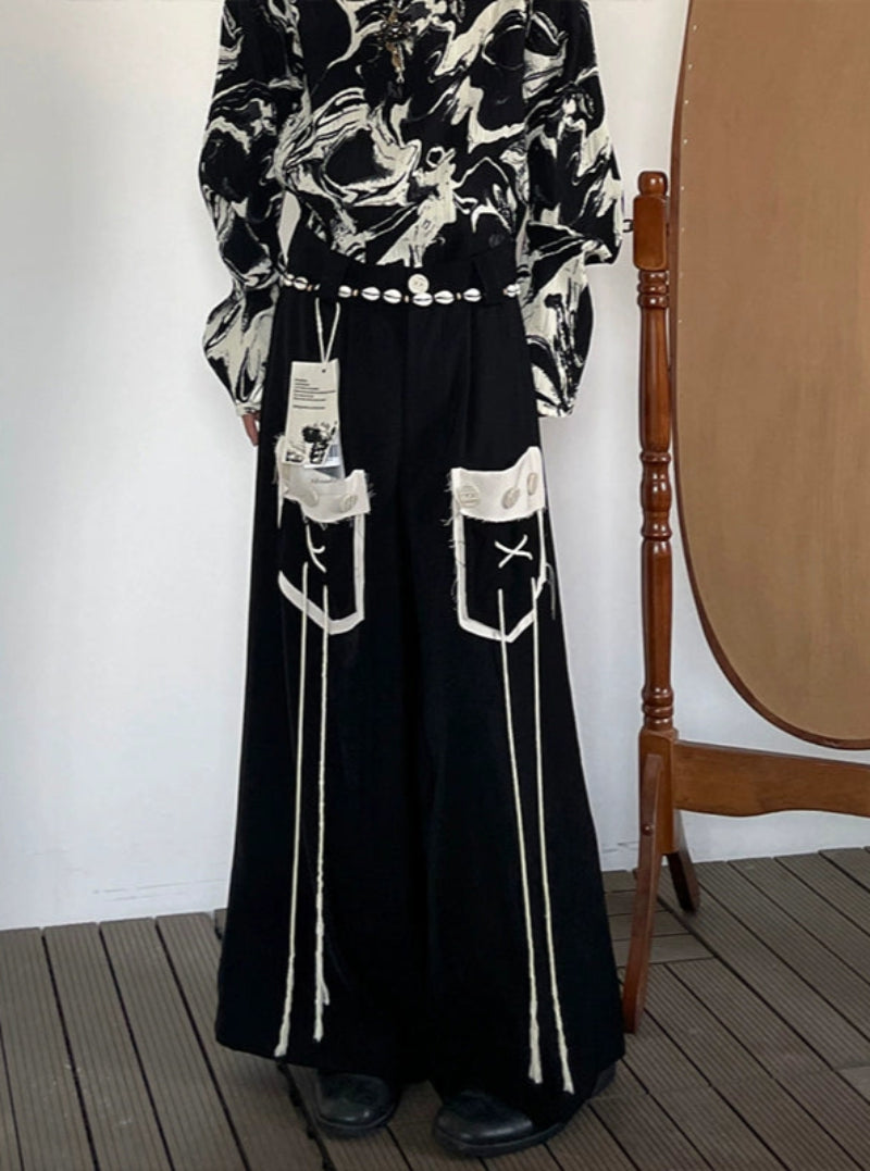 Fringe Draping Wide Leg Pants WN19971