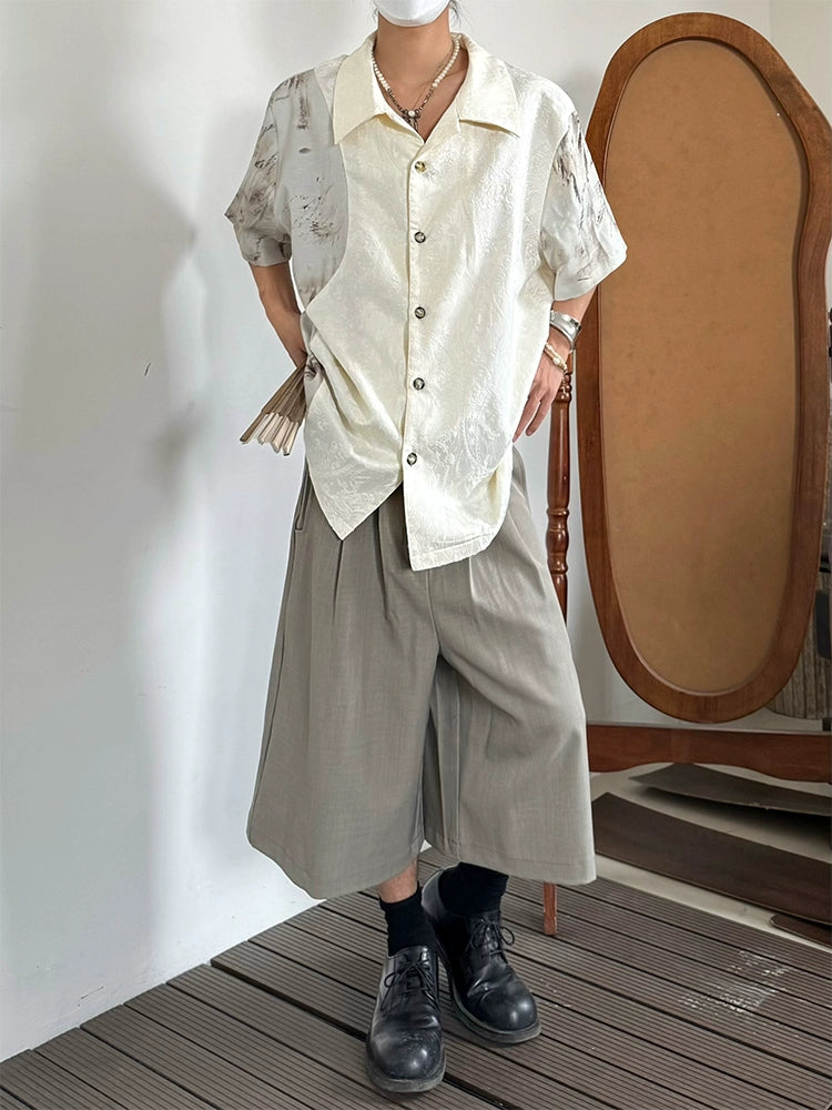 Jacquard Standing-Collar Short Sleeve Shirt WN20021