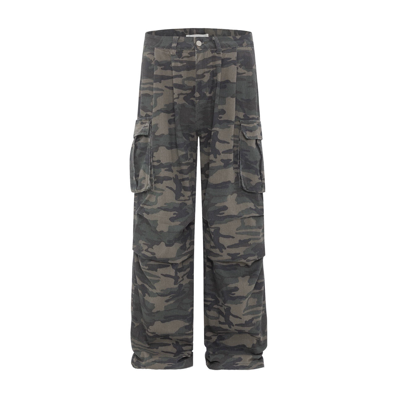 Camouflage Wide-Leg Straight Cargo Pants WN7711