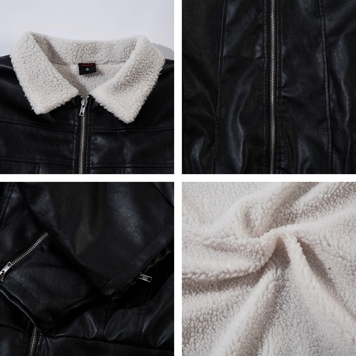 Fleece Lining PU Leather Jacket WN11487