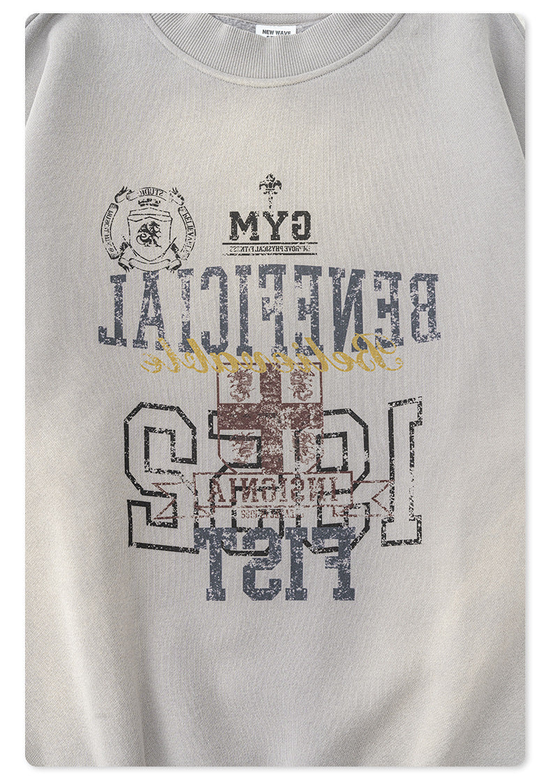 Letter Print Round Neck Sweatshirt WN7826