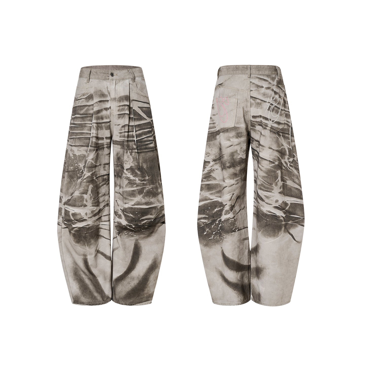 Tie-Dye Damage Wide Leg Denim Jeans WN23284