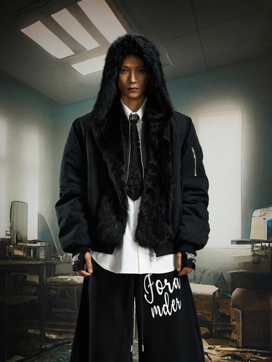 Detachable Fake Fur Hooded Short Padded Jacket WN22755