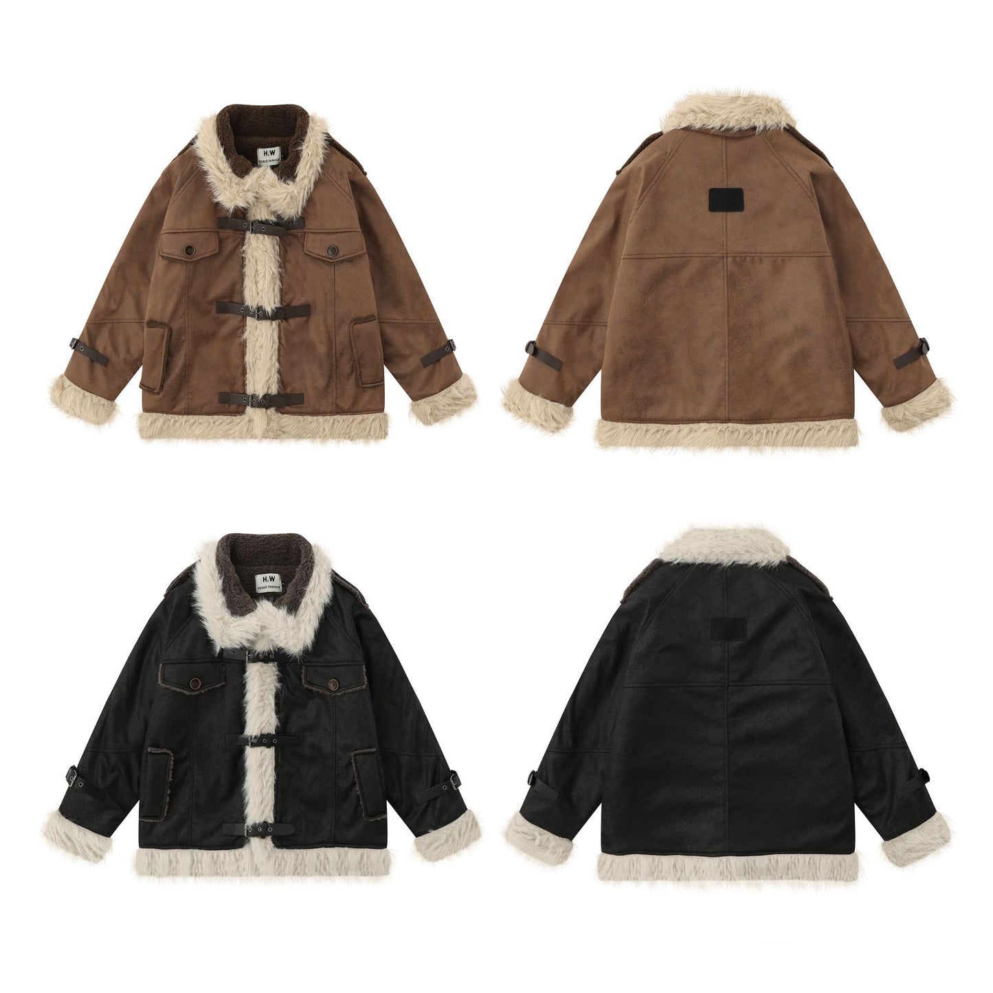 Suede Fleece Lining Furry Jacket WN10993
