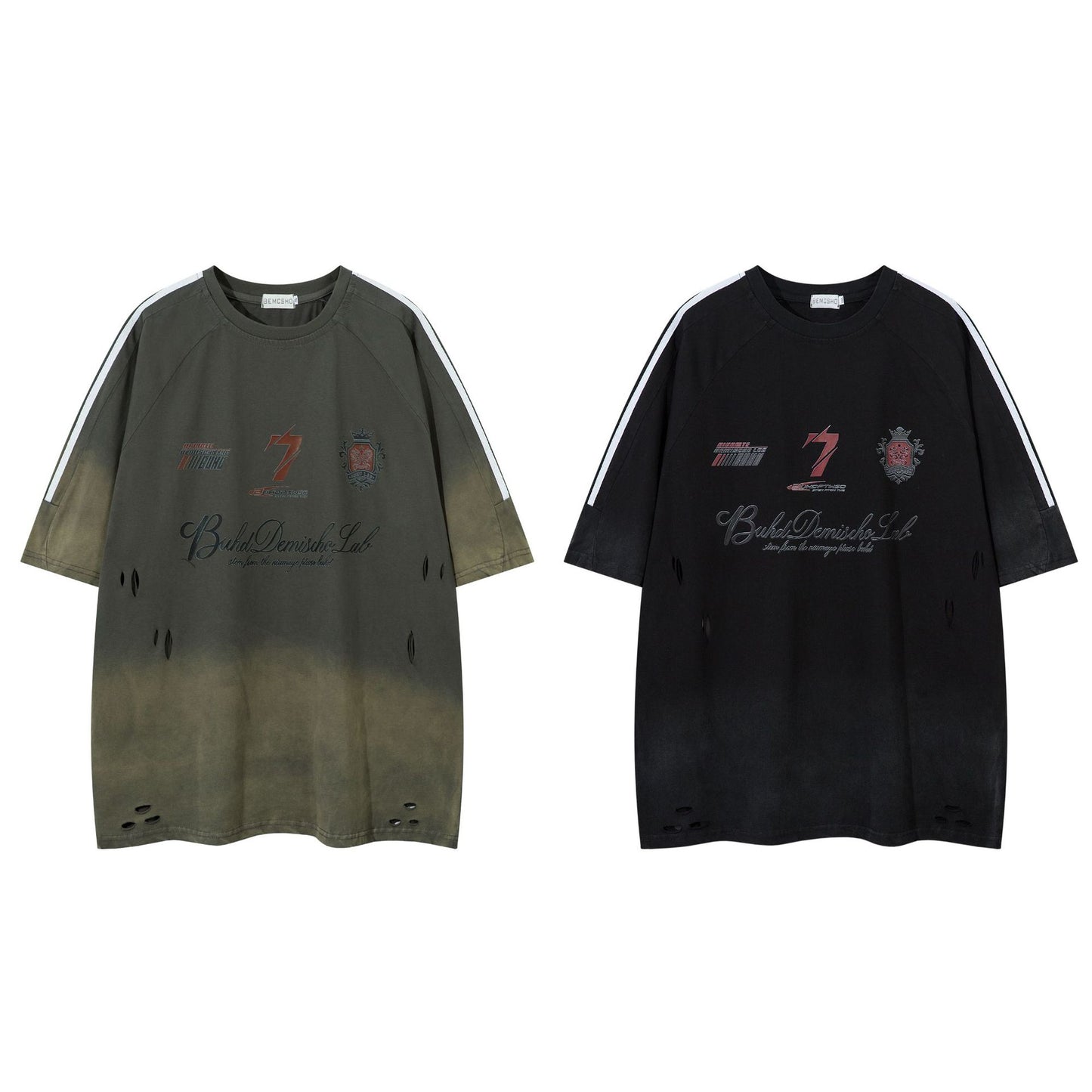 Gradient Wash Damage Short Sleeve T-Shirt WN16143