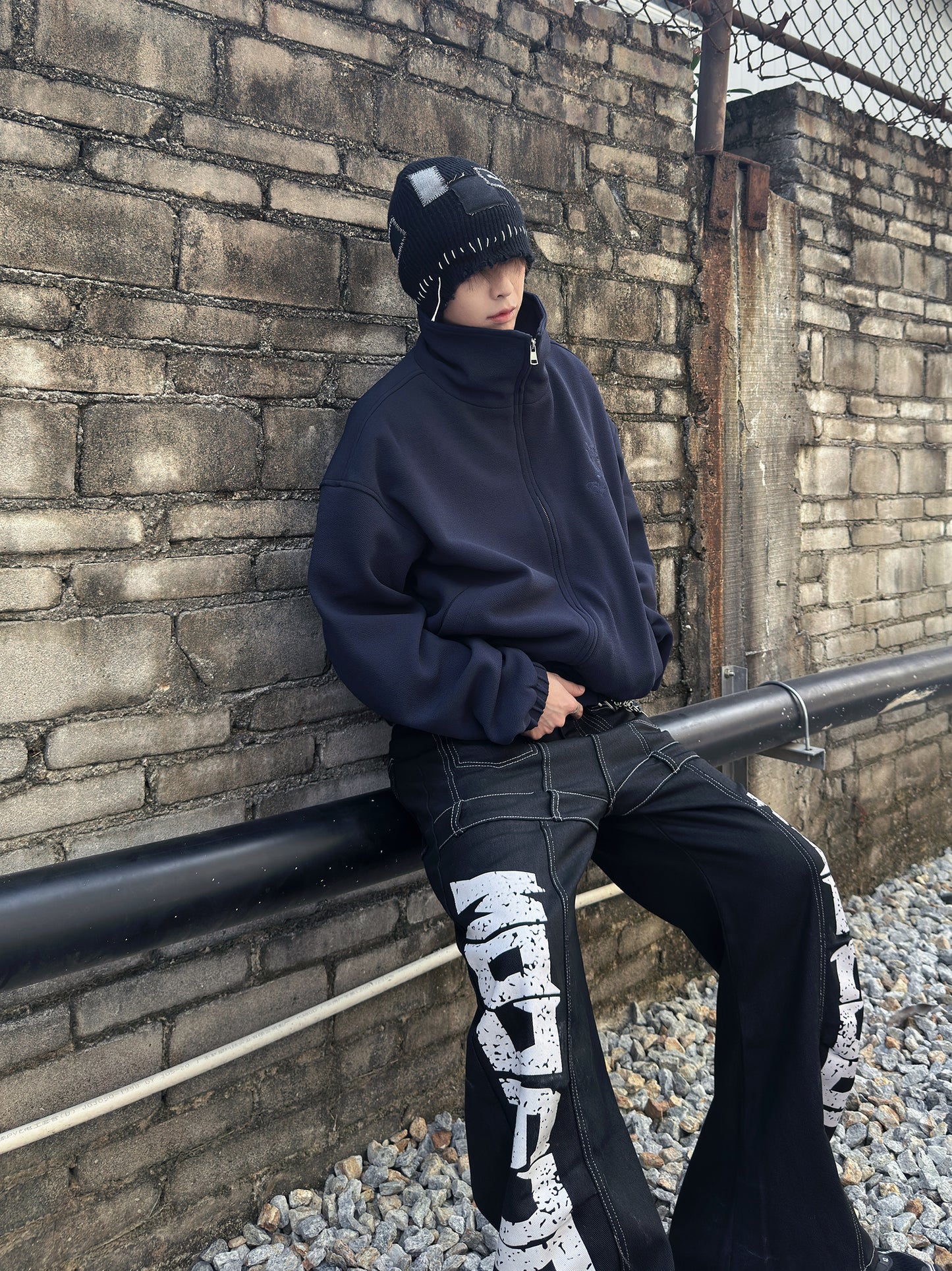 Letter Embroidery Oversize Jacket WN22980