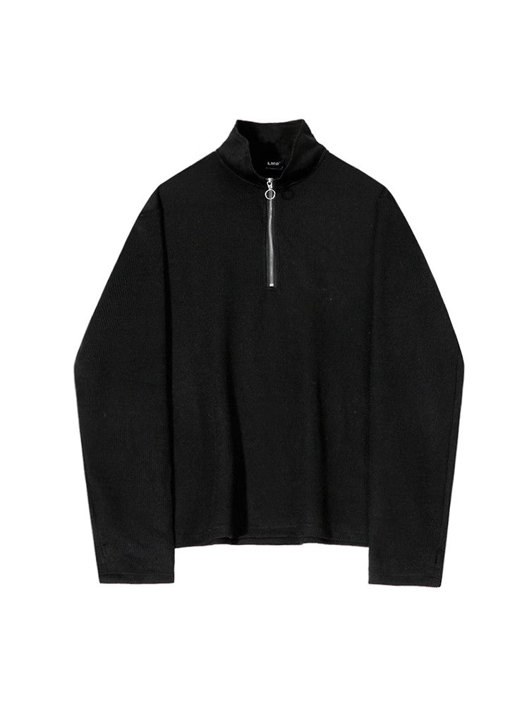 Half Zipper Thumbhole Knit Top WN6714