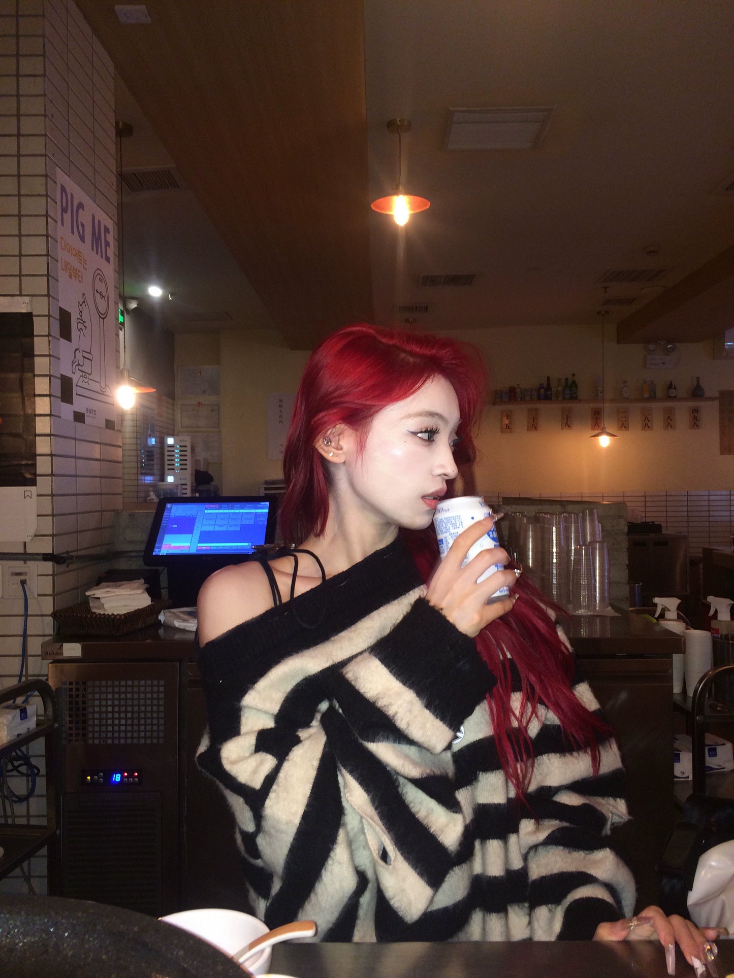 Stripe Badge Oversize Knit Sweater WN13269