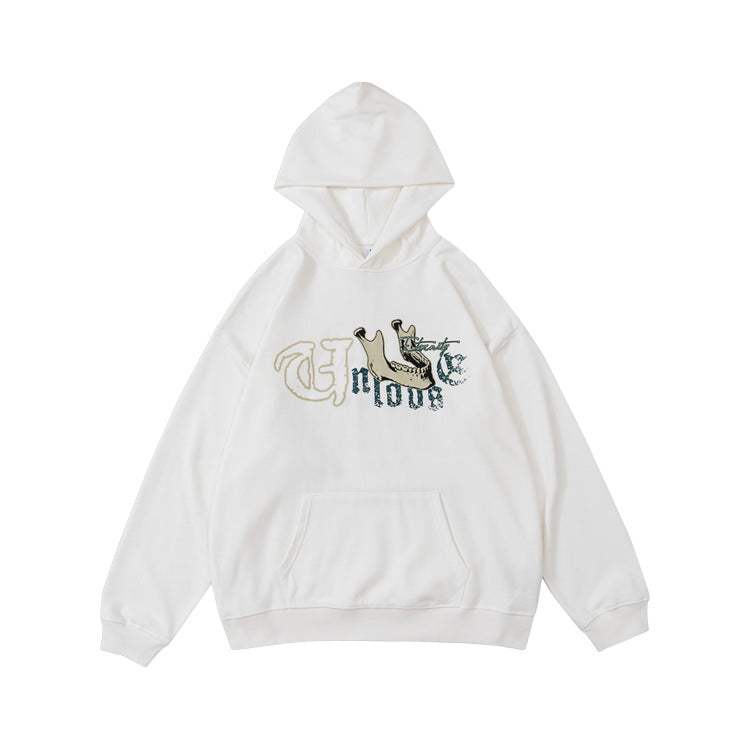 Bone Print Oversize Pullover Hoodie WN12543