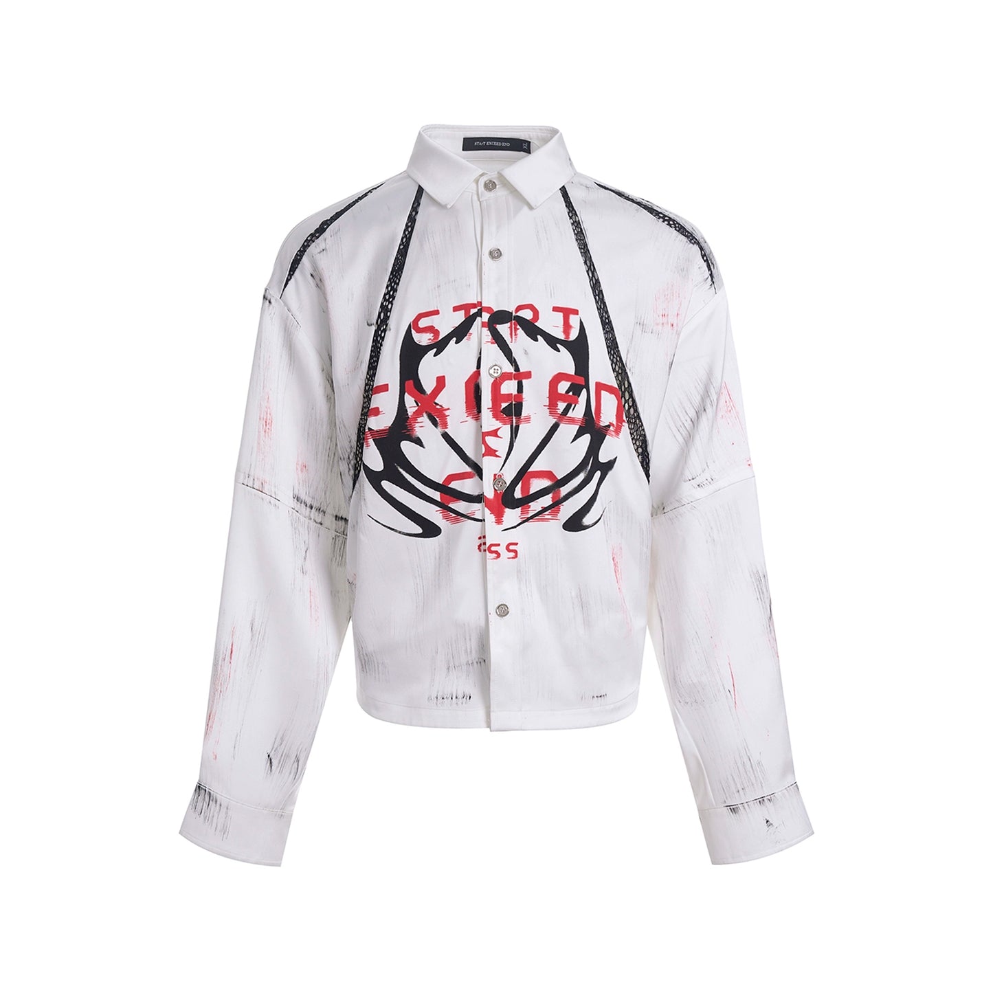 Mesh Design Oversize Shirt & Wide-keg Trousers Setup WN13214