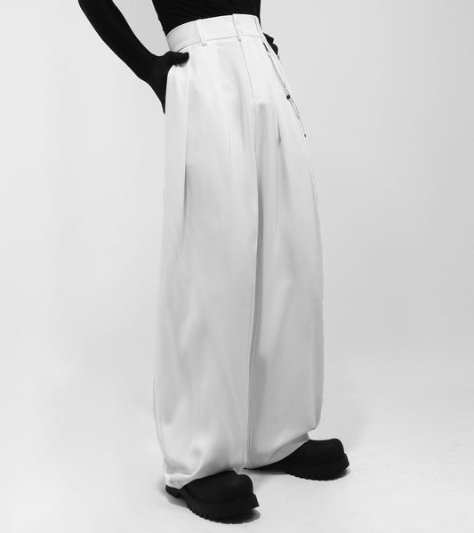 Chain Decoration Wide Leg Trousers WN23755