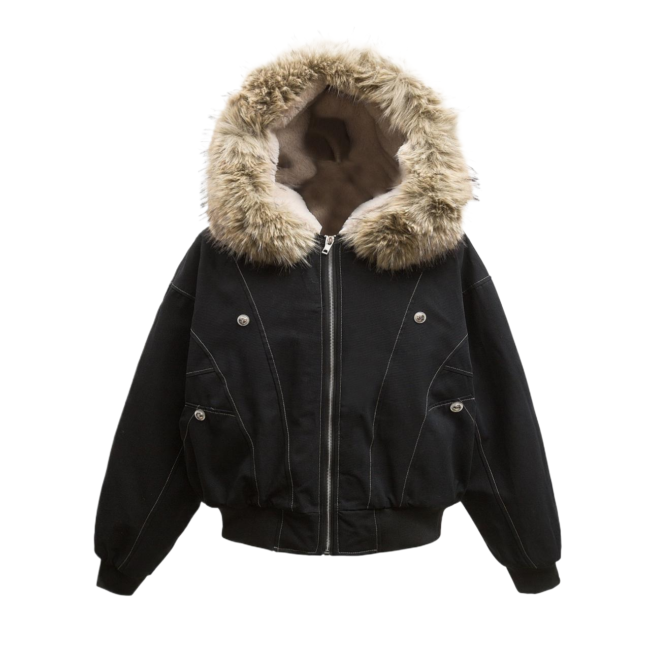 Thick Fleece Lining Fur Collar Hooded Jacket WN13147