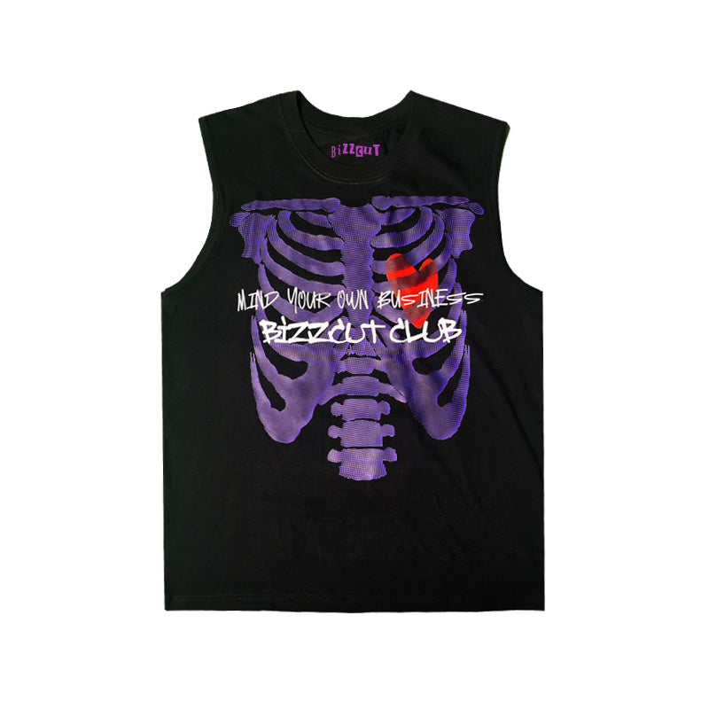 Skull Print Sleeveless T-Shirt WN16004