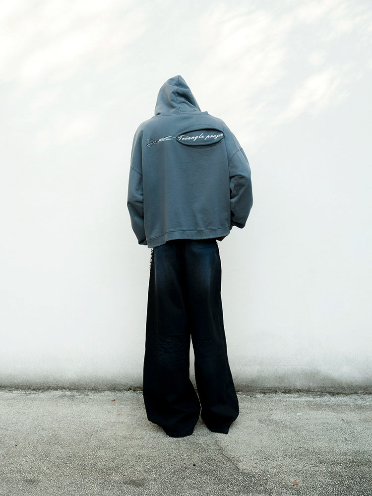 Washed Damage Art Print Gradient Pullover Hoodie WN21305