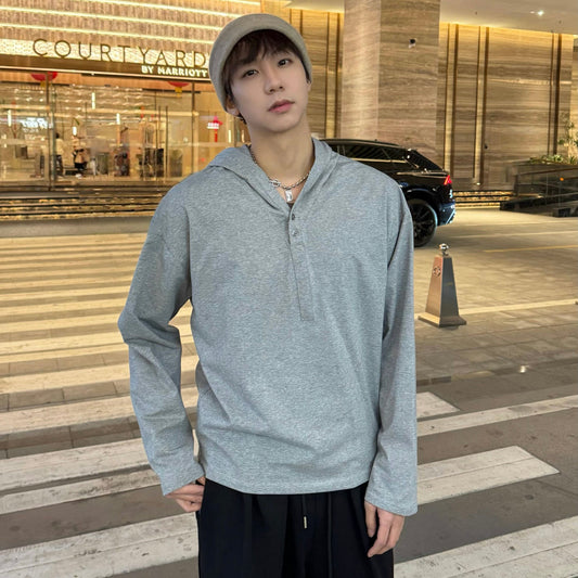 Button Placket Lightweight Hoodie WN25353