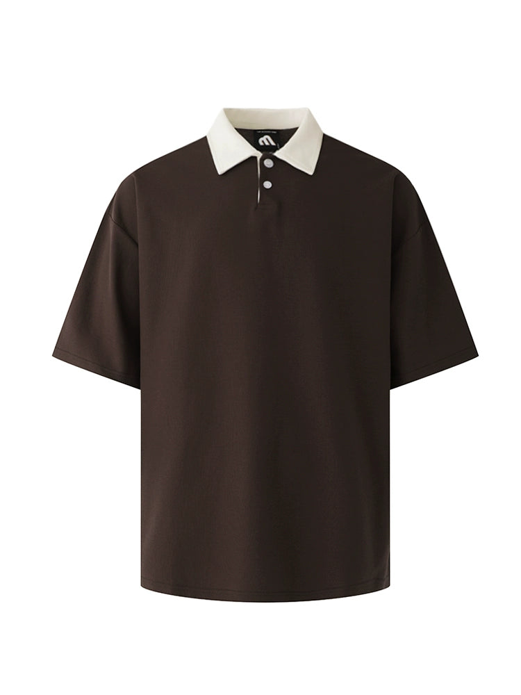 Color Block Oversize Short Sleeve Polo Shirt WN20272