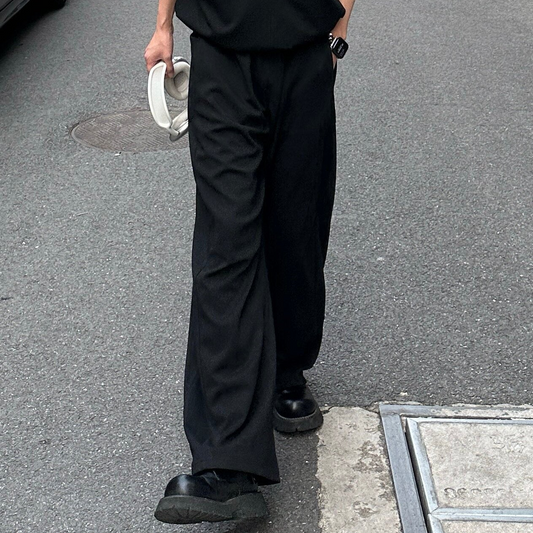 Standing-Collar Button Short Sleeve T-Shirt & Wide Leg Sweatpants Setup WN25303
