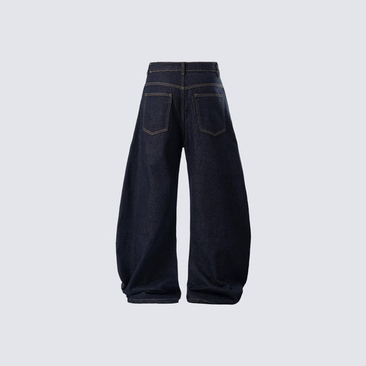 Damage Frayed Wide Leg Denim Jeans WN28017