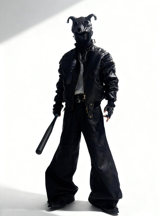 Buckle Detail Coated Wide Leg Pants WN24087