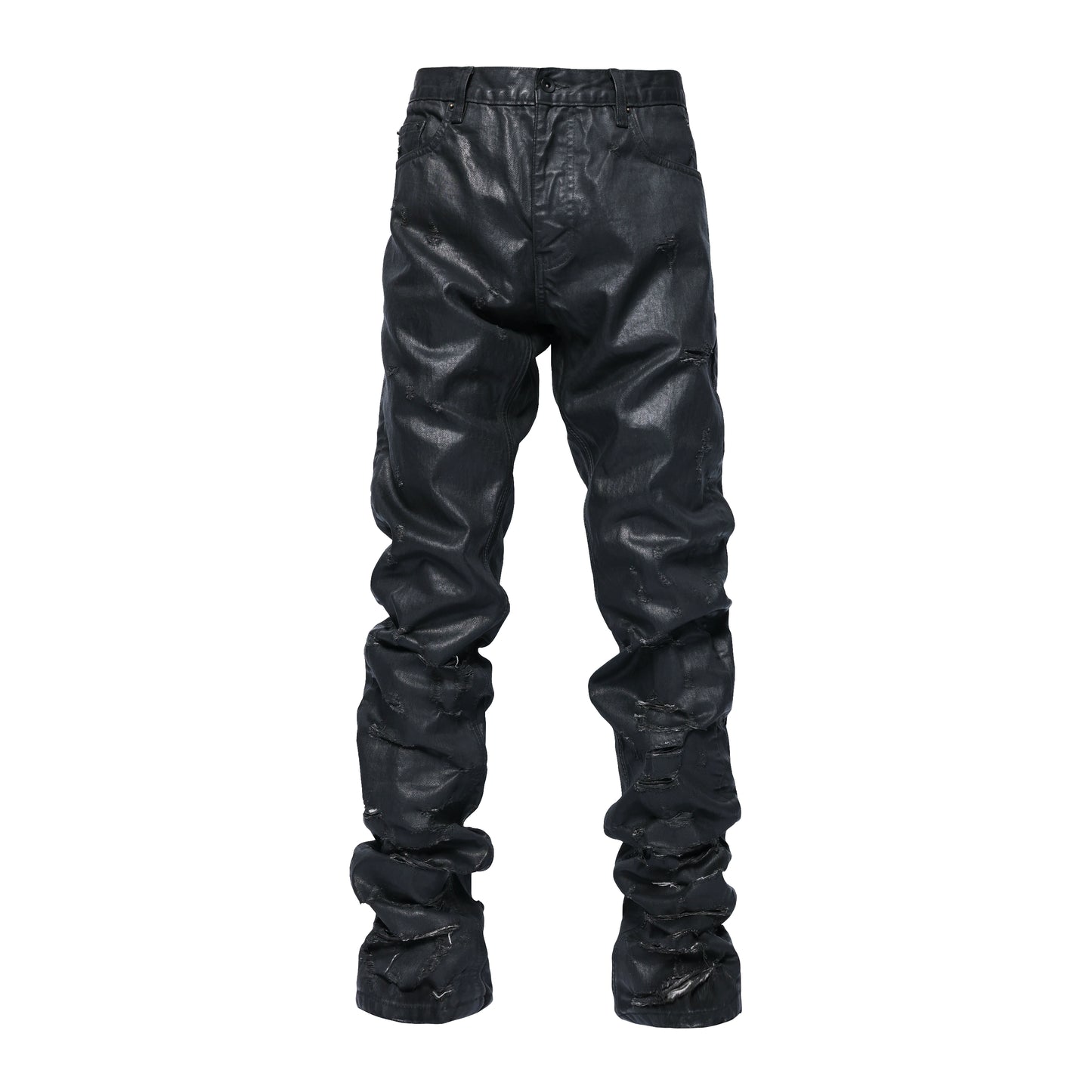 Vinyl Coated Waxed Straight Denim Jeans WN17221