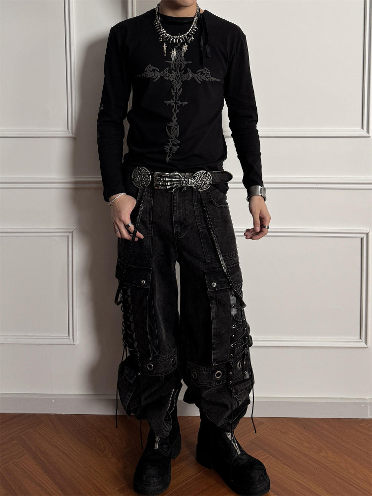 Stretch Rib Graphic Print Long Sleeve T-Shirt WN15781