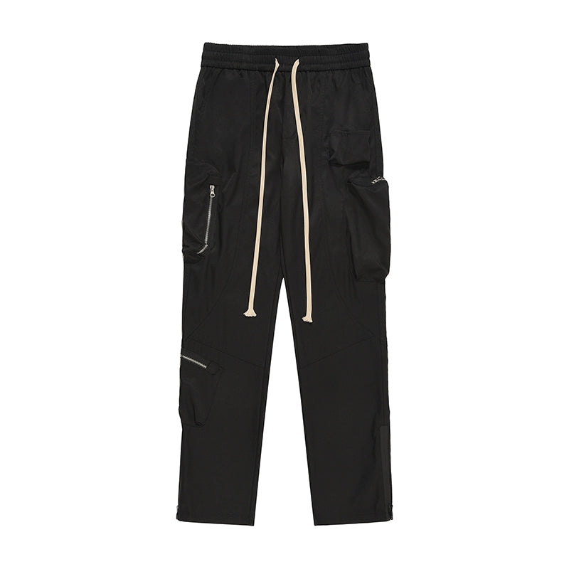 Nylon Zipper Pocket Utility Wide Leg Cargo Pants WN19545