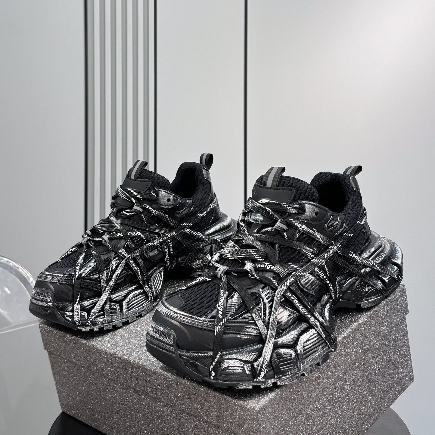 Metallic Strap Panel Chunky Sole Sneakers WN24618