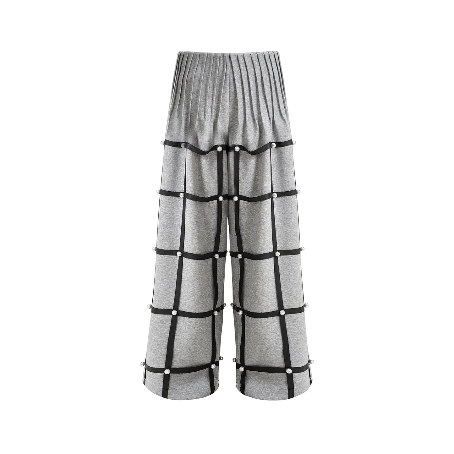 Pearl Mesh Pleats Wide Leg Pants WN16599