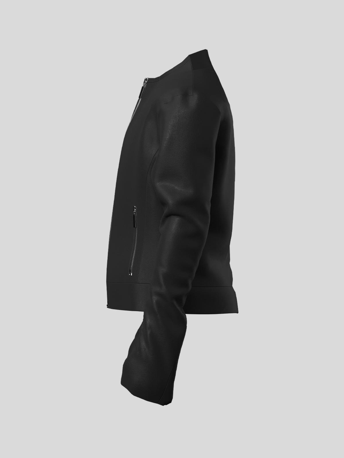 Matte Stand Neck Zipper PU Leather Jacket WN27124