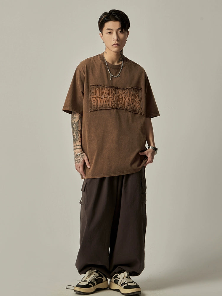 Washed Patchwork Heavyweight Short Sleeve T-Shirt WN6178