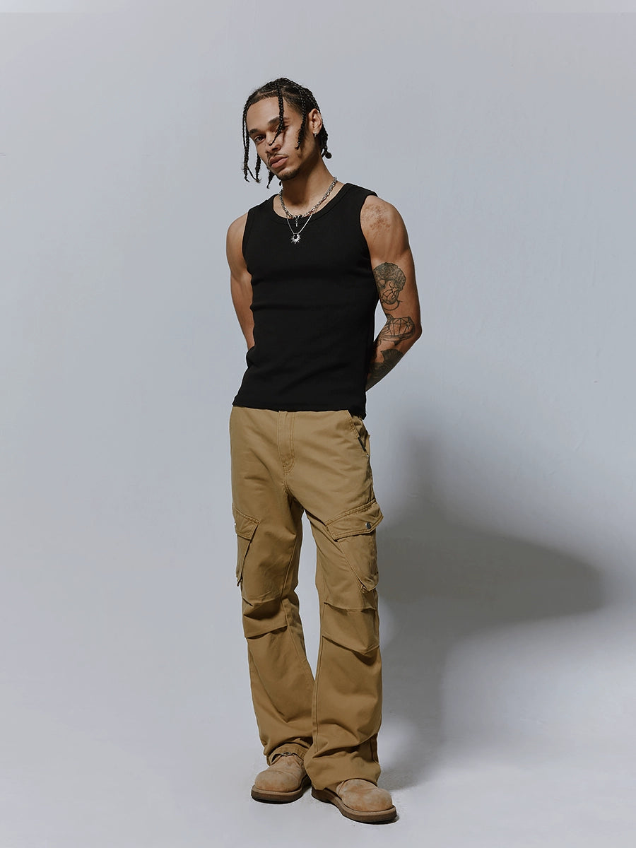 Wrinkle Multi-Pocket Cargo Denim Jeans WN17479