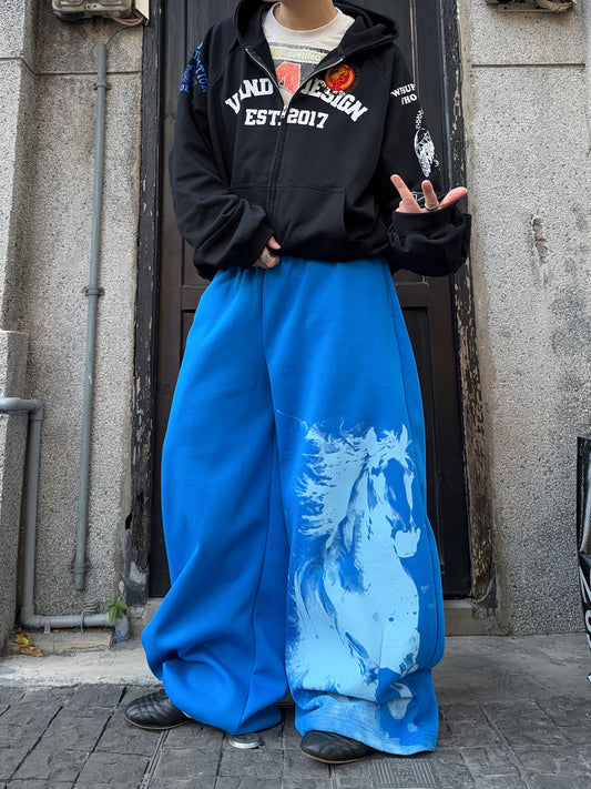 Graphic Print Drape Wide Leg Sweatpants WN24382