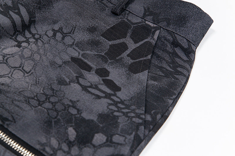 Snakeskin Pattern Wide-Leg Denim Jeans WN15034