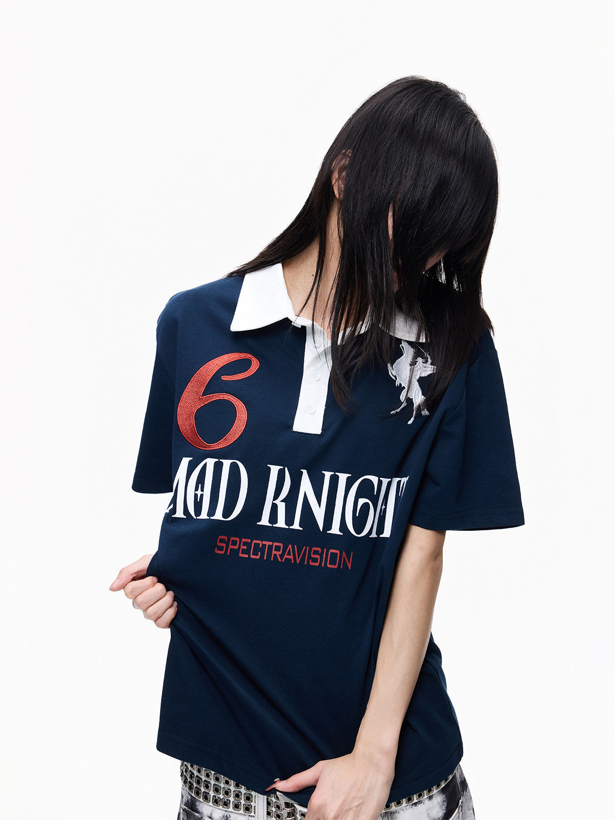 Cotton Embroidery Contrast Panel Polo Short Sleeve T-Shirt WN27327