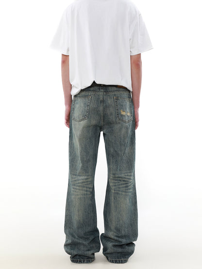 Damage Straight Denim Jeans WN5359