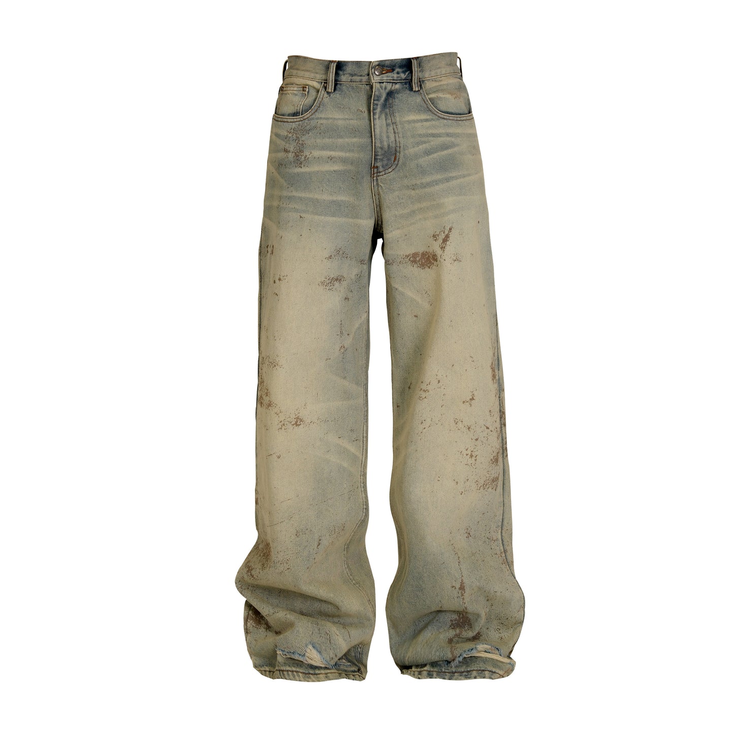 Wide Leg Mud Dye Damage Denim Jeans WN26632