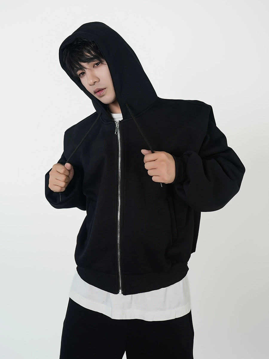 Heavyweight Oversize Fake Layered Zipper Hoodie & Wide Leg Pants Setup WN17413