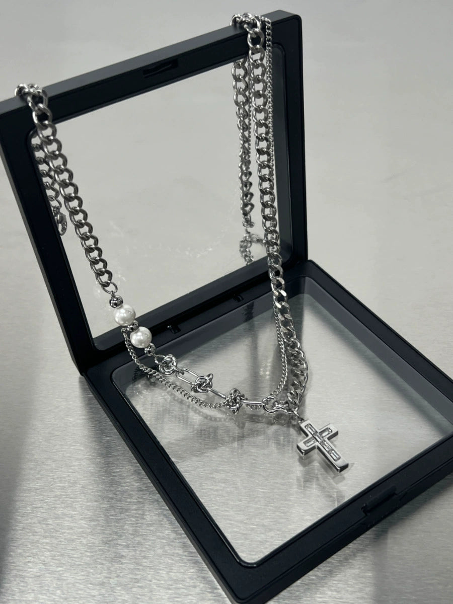 Cross Pendant Titanium Steel Necklace WN19219