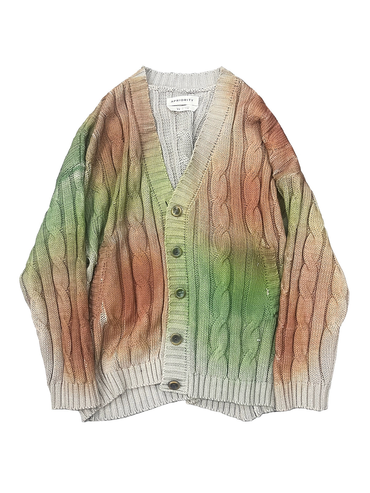 Aran Flower Weave Spray Color Knitted Cardigan WN18976