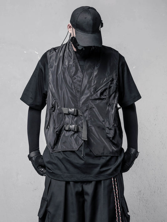 Multi-Pocket Metal Buckle Vest WN22438