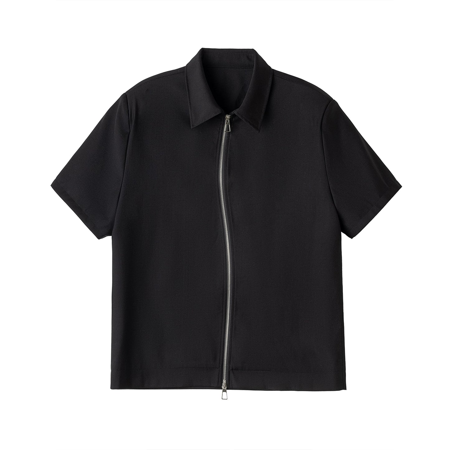 Oversize Stand Neck Zipper Short Sleeve Shirt WN13375