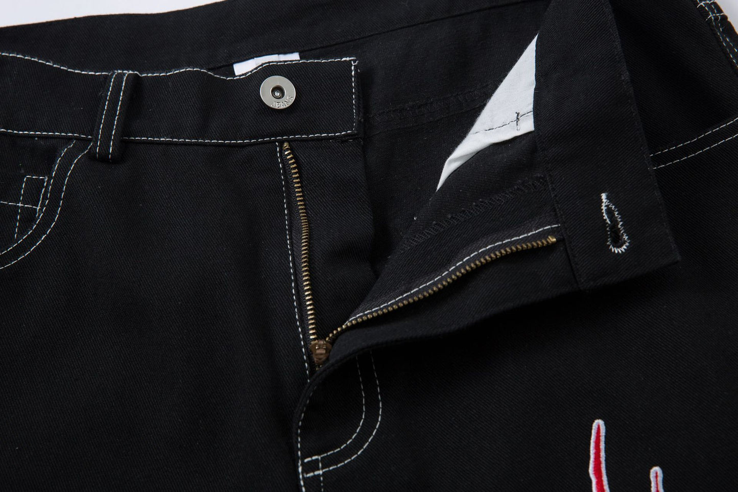 Heavyweight Embroidery Wide Leg Denim Jeans WN16195