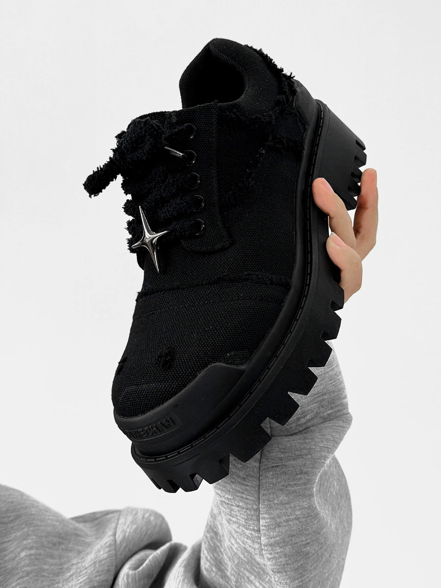 Round Toe Derby Design Damage Denim Shoes WN19151