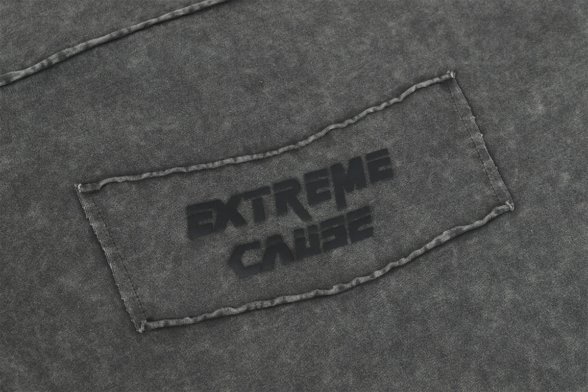 Washed Frayed Pullover Sweatshirt WN23029