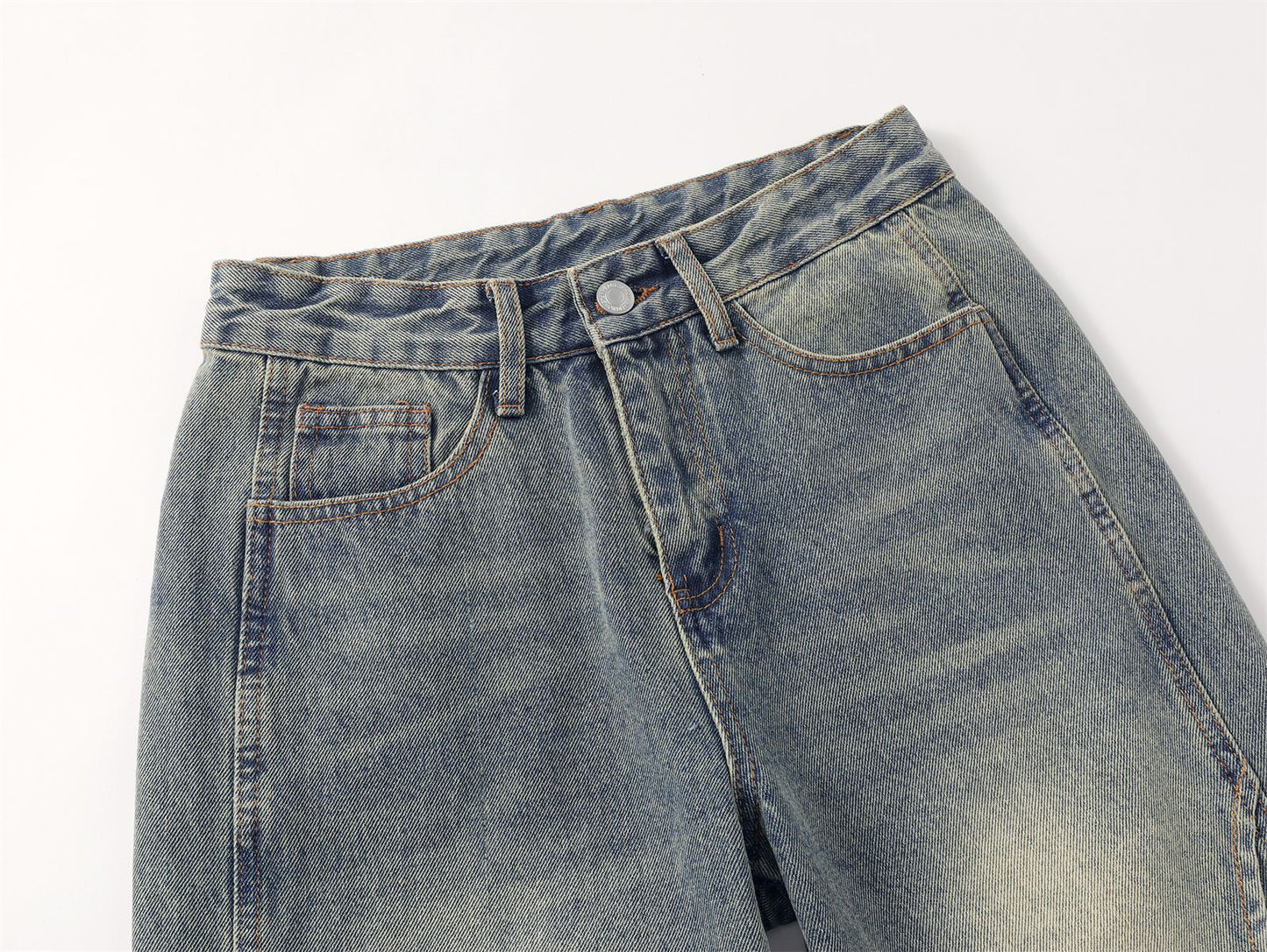 Washed Patchwork Flare Denim Jeans WN15040