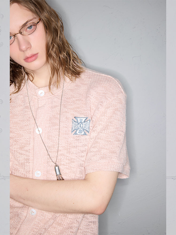 Snowflake Texture Embroidery Oversize Short Sleeve Shirt WN17928